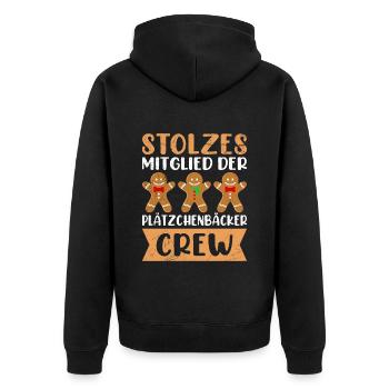 Weihnachtsgebäck Stolzes Mitglied der Plätzchen - Unisex Premium Bio Zip Hoodie - Schwarz - Hinten - Nico (187cm)