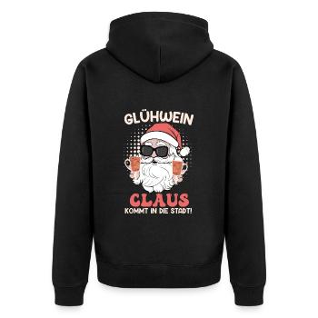 Glühwein Claus Weihnachtsmann Glühweinbecher - Unisex Premium Bio Zip Hoodie - Schwarz - Hinten - Nico (187cm)