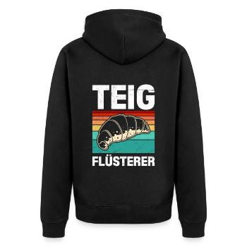 Teigflüsterer Backliebhaber Backen Backstube - Unisex Premium Bio Zip Hoodie - Schwarz - Hinten - Nico (187cm)