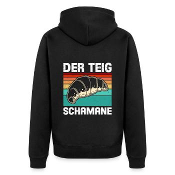 Bäcker Der Teig Schamane Backfans Backen - Unisex Premium Bio Zip Hoodie - Schwarz - Hinten - Nico (187cm)