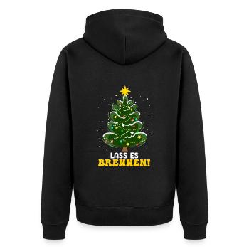 Weihnachtsbaum Lass es Brennen Tannenbaum - Unisex Premium Bio Zip Hoodie - Schwarz - Hinten - Nico (187cm)