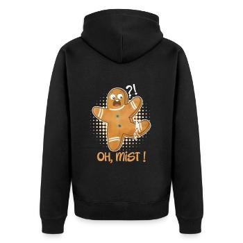 Lebkuchenmann Oh Mist! Backliebhaber Kekse - Unisex Premium Bio Zip Hoodie - Schwarz - Hinten - Nico (187cm)