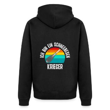 Backfans Ich bin ein Schneebesen Krieger Backen - Unisex Premium Bio Zip Hoodie - Schwarz - Hinten - Nico (187cm)