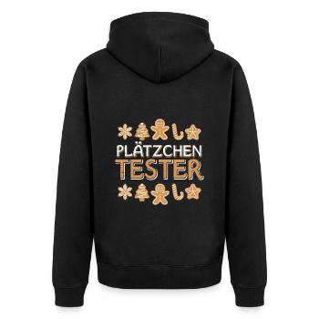 Offizieller Plätzchen Tester Weihnachtsgebäck - Unisex Premium Bio Zip Hoodie - Schwarz - Hinten - Nico (187cm)