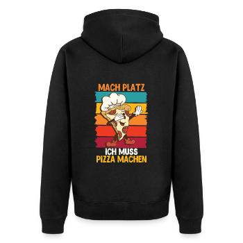 Pizzabäcker Mach Platz ich muss Pizza machen - Unisex Premium Bio Zip Hoodie - Schwarz - Hinten - Nico (187cm)