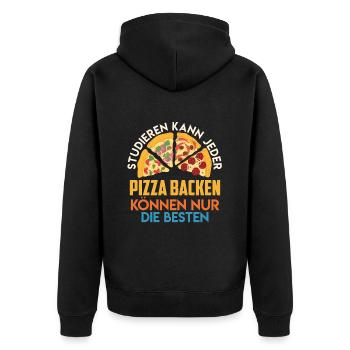 Studieren kann Jeder Kunst des Pizza Backens - Unisex Premium Bio Zip Hoodie - Schwarz - Hinten - Nico (187cm)