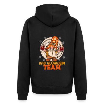 Glühweinbude Das Glühwein Team Weihnachtsmarkt - Unisex Premium Bio Zip Hoodie - Schwarz - Hinten - Nico (187cm)