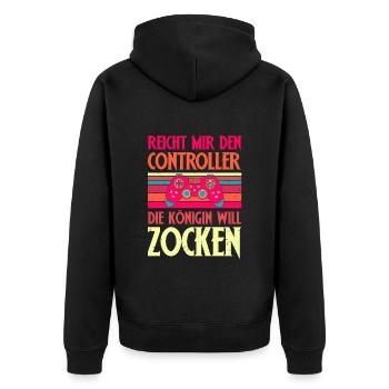 Videospiel Mädchen Reicht mir den Kontroller Will - Unisex Premium Bio Zip Hoodie - Schwarz - Hinten - Nico (187cm)