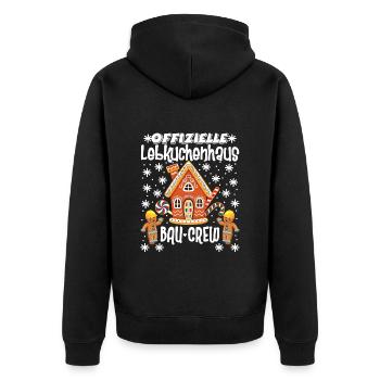 Lebkuchenhaus Bau Crew Weihnachtsbäckerei - Unisex Premium Bio Zip Hoodie - Schwarz - Hinten - Nico (187cm)