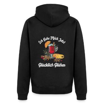Glühwein Ich Geh mich Glücklich Glühen Weihnachten - Unisex Premium Bio Zip Hoodie - Schwarz - Hinten - Nico (187cm)