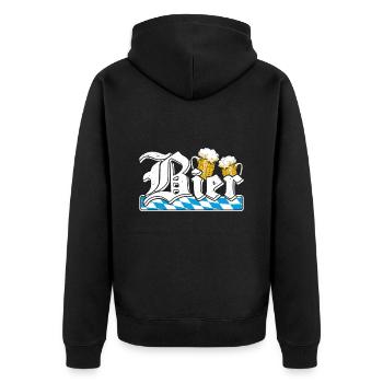 Bayerisch Bierliebhaber Bayern Bier München - Unisex Premium Bio Zip Hoodie - Schwarz - Hinten - Nico (187cm)