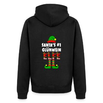 Santa's #1 Glühwein Elfe Weihnachtszeit - Unisex Premium Bio Zip Hoodie - Schwarz - Hinten - Nico (187cm)