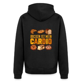 Backen ist mein Cardio Brotbäcker Backliebhaber - Unisex Premium Bio Zip Hoodie - Schwarz - Hinten - Nico (187cm)