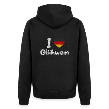 Deutschland I Liebe Deutschen Glühwein X-Mas - Unisex Premium Bio Zip Hoodie - Schwarz - Hinten - Nico (187cm)