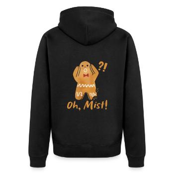 Lebkuchenmann Weihnachten Oh Snap! Plätzchen - Unisex Premium Bio Zip Hoodie - Schwarz - Hinten - Nico (187cm)