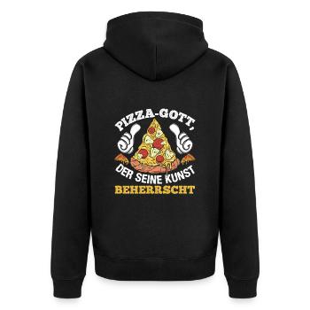Pizza-Gott Der seine Kunst Beherrscht Backen - Unisex Premium Bio Zip Hoodie - Schwarz - Hinten - Nico (187cm)