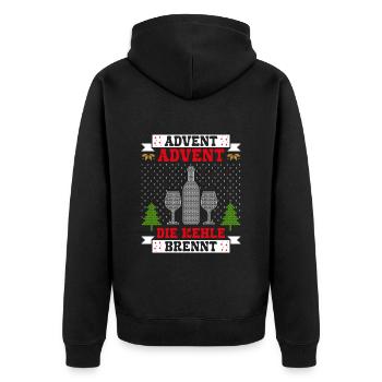 Advent Advent die Kehle Brennt Glühweintopf - Unisex Premium Bio Zip Hoodie - Schwarz - Hinten - Nico (187cm)