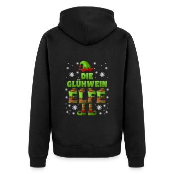 Glühwein Elfe Wichtel Weihnachtsmarkt - Unisex Premium Bio Zip Hoodie - Schwarz - Hinten - Nico (187cm)