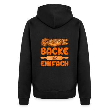 Backe Einfach Brotteig Backen Backliebhaber - Unisex Premium Bio Zip Hoodie - Schwarz - Hinten - Nico (187cm)