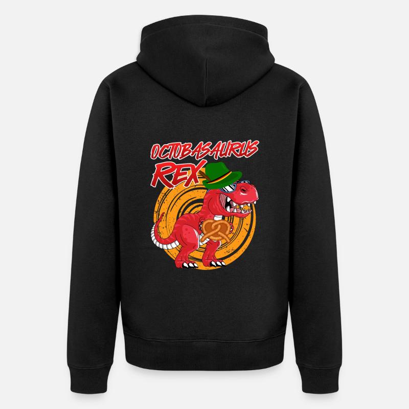 Oktobasaurus Rex Dinosaurier Brezel - Unisex Premium Bio Zip Hoodie - Schwarz