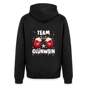 Weihnachtsmarkt TEAM Glühwein Weihnachten - Unisex Premium Bio Zip Hoodie - Schwarz - Hinten - Nico (187cm)