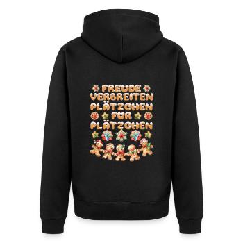Backen Freude Verbreiten Plätzchen für Plätzchen - Unisex Premium Bio Zip Hoodie - Schwarz - Hinten - Nico (187cm)