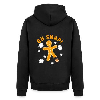 Lebkuchenmann Weihnachten Oh Snap! Plätzchen - Unisex Premium Bio Zip Hoodie - Schwarz - Hinten - Nico (187cm)