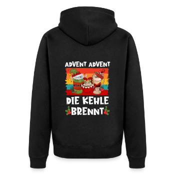 Glühwein Fan Advent Advent die Kehle Brennt - Unisex Premium Bio Zip Hoodie - Schwarz - Hinten - Nico (187cm)