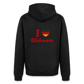 Deutschland I Liebe Deutschen Glühwein X-Mas - Unisex Premium Bio Zip Hoodie - Schwarz - Hinten - Nico (187cm)