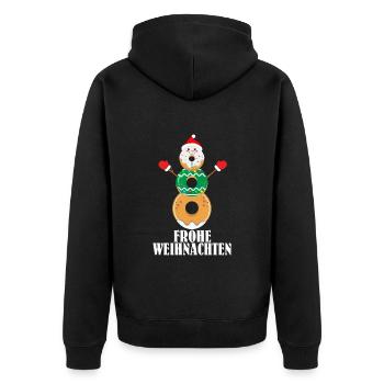 Dounut Schneemann Weihnachten Schneemänner - Unisex Premium Bio Zip Hoodie - Schwarz - Hinten - Nico (187cm)