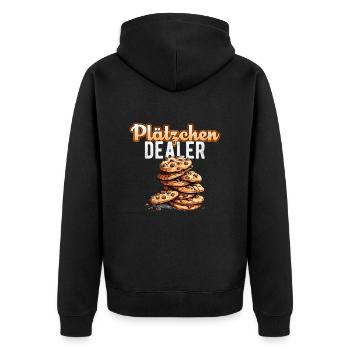 Plätzchen Dealer Weihnachten Backen Bäckerei - Unisex Premium Bio Zip Hoodie - Schwarz - Hinten - Nico (187cm)