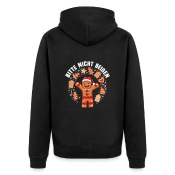 Lebkuchen Bitte nicht Beißen Weihnachten - Unisex Premium Bio Zip Hoodie - Schwarz - Hinten - Nico (187cm)