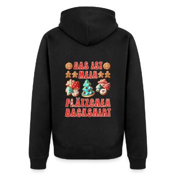 Bäcker Das ist mein Plätzchen Back Shirt Backen - Unisex Premium Bio Zip Hoodie - Schwarz - Hinten - Nico (187cm)