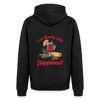 Glühwein Ich Geh mich Glücklich Glühen Weihnachten - Unisex Premium Bio Zip Hoodie - Schwarz - Hinten - Nico (187cm)