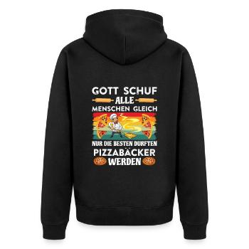 Gott Schuf alle Menschen gleich Pizzabäcker - Unisex Premium Bio Zip Hoodie - Schwarz - Hinten - Nico (187cm)