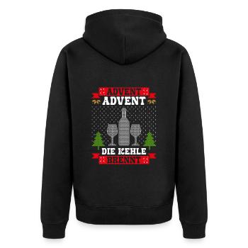 Advent Advent die Kehle Brennt Glühweintopf - Unisex Premium Bio Zip Hoodie - Schwarz - Hinten - Nico (187cm)