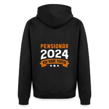 Pensionär 2024 Ich habe Fertig Renteneintritt - Unisex Premium Bio Zip Hoodie - Schwarz - Hinten - Nico (187cm)