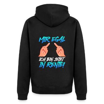 Ruhestand Mir Egal Ich bin jetzt in Rente! - Unisex Premium Bio Zip Hoodie - Schwarz - Hinten - Nico (187cm)