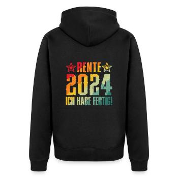 Rente 2024 Ich habe Fertig Rentenbeginn Rentner - Unisex Premium Bio Zip Hoodie - Schwarz - Hinten - Nico (187cm)
