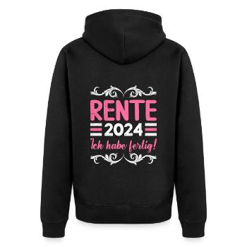 Rentner 2024 Ich habe Fertig Ruhestand Endlich - Unisex Premium Bio Zip Hoodie - Schwarz - Hinten - Nico (187cm)
