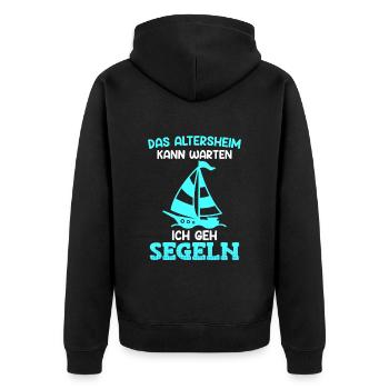 Rente Das Altersheim kann Warten Ich geh Segeln - Unisex Premium Bio Zip Hoodie - Schwarz - Hinten - Nico (187cm)