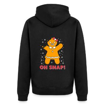 Lebkuchenmann Oh Snap! Lebkuchen Weihnachten - Unisex Premium Bio Zip Hoodie - Schwarz - Hinten - Nico (187cm)