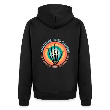 Anatomie eines Gamers Zocken Gaming Fan - Unisex Premium Bio Zip Hoodie - Schwarz - Hinten - Nico (187cm)