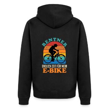Rentner Endlich Zeit für mein E-Bike Ruhestand - Unisex Premium Bio Zip Hoodie - Schwarz - Hinten - Nico (187cm)