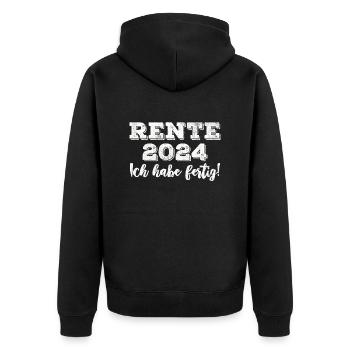 Rente 2024 Ich habe Fertig Rentenbeginn Rentner - Unisex Premium Bio Zip Hoodie - Schwarz - Hinten - Nico (187cm)