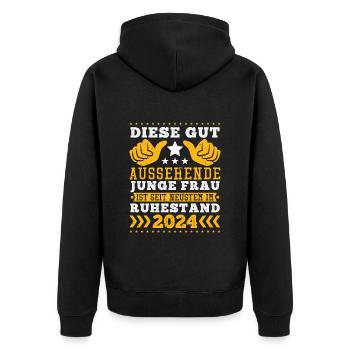 Rente Frauen Diese Gut Aussehende Junge Frau - Unisex Premium Bio Zip Hoodie - Schwarz - Hinten - Nico (187cm)