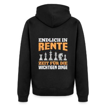 Rentner Endlich in Rente Zeit für Wichtige Dinge - Unisex Premium Bio Zip Hoodie - Schwarz - Hinten - Nico (187cm)