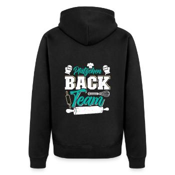 Plätzchen Back Team Weihnachtsgebäck Kekse - Unisex Premium Bio Zip Hoodie - Schwarz - Hinten - Nico (187cm)