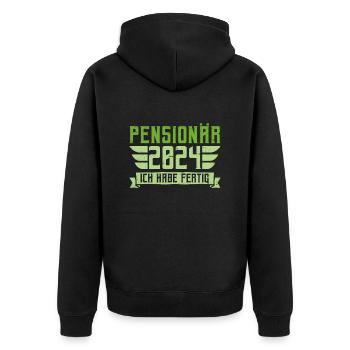 Rente 2024 Ich habe Fertig Rentenbeginn Rentner - Unisex Premium Bio Zip Hoodie - Schwarz - Hinten - Nico (187cm)