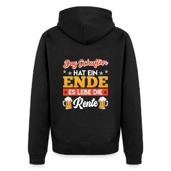 Rentner Das Schuften hat ein ENDE Biertrinker - Unisex Premium Bio Zip Hoodie - Schwarz - Hinten - Nico (187cm)